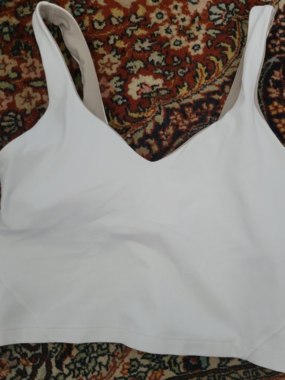 Lululemon White V-neck Bra Cropped Top Size 8